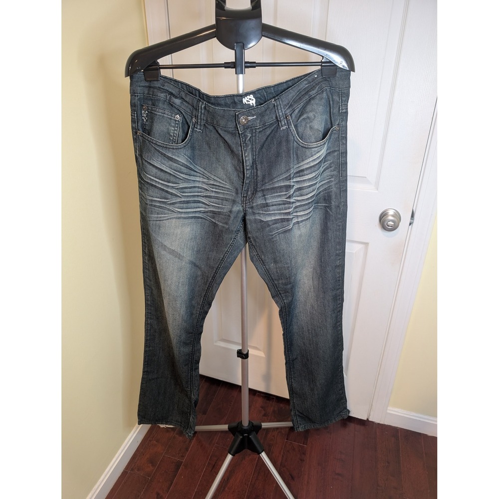 NSS Denim Jeans Dark Wash Whiskered Straight Leg 68D00377KU - Size 36 - Picture 2 of 8